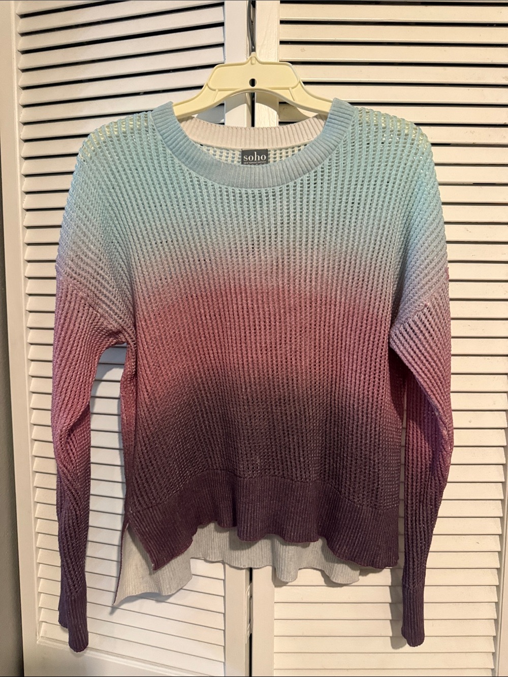 Soho Ombre Crewneck Sweater in Mint, Pink & Mauve